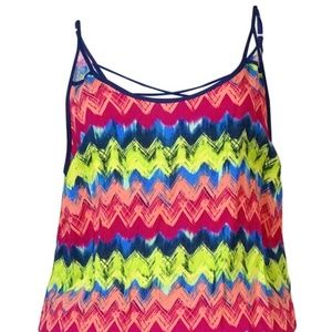Miken Women's Chevron Print V-Back Romper Cover Up